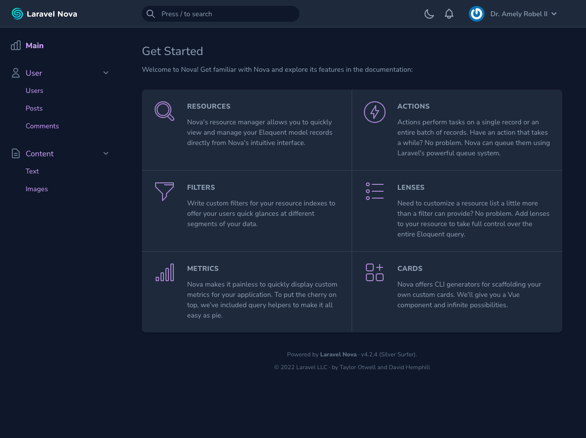 Nova 4 Dashboard Codana Styled