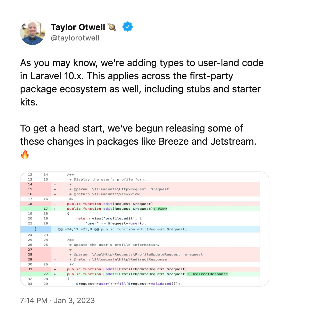 Tweet taylor otwel types of packages